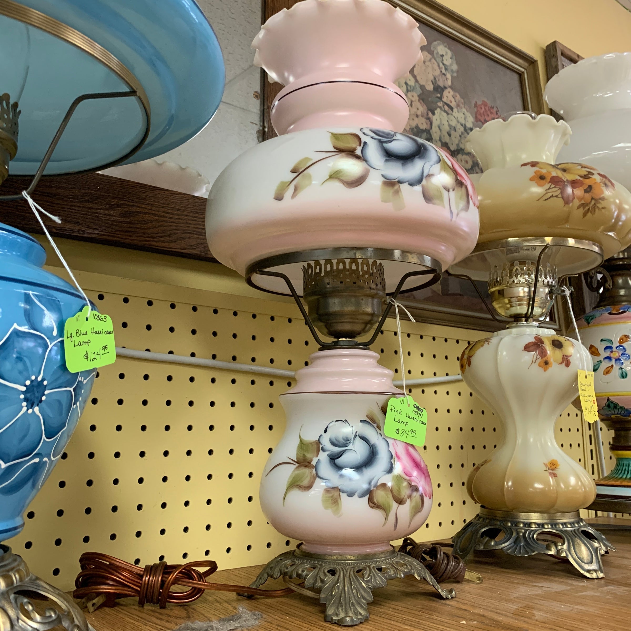 10374-VI Large Pink Hurricane Lamp | Vintage Inspirations